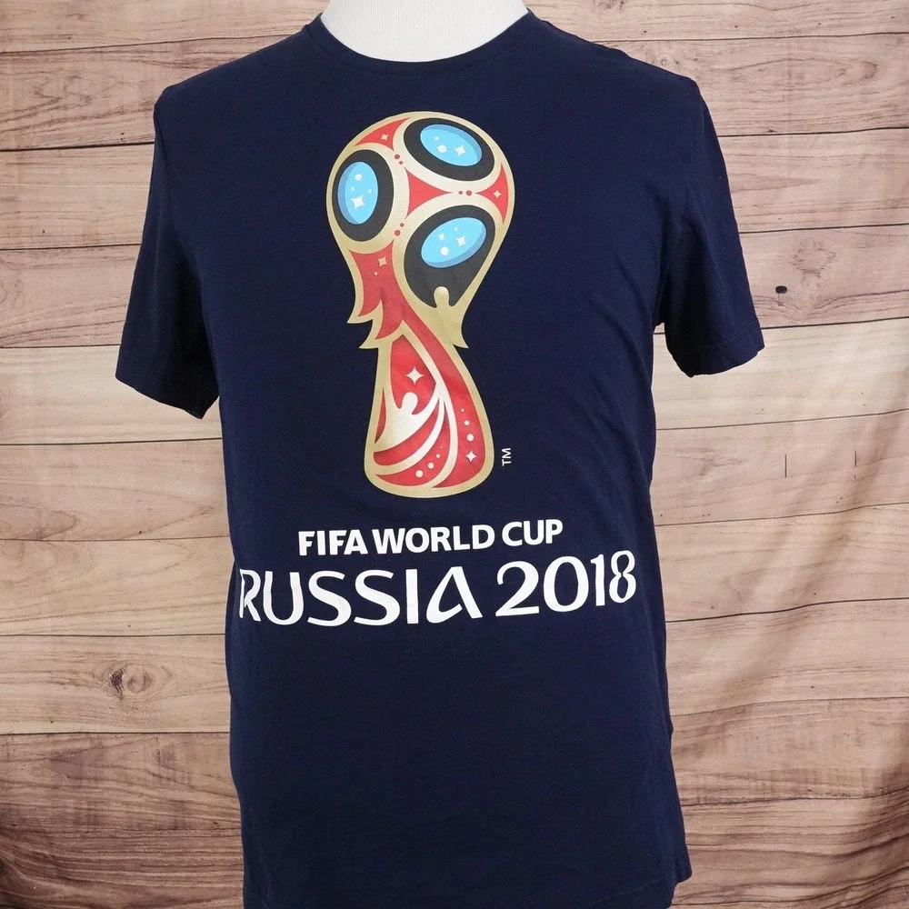 Adidas Shirt Mens L Blue FIFA World‎ Cup Russia 2018 Soccer Graphic Tee T-Shirt